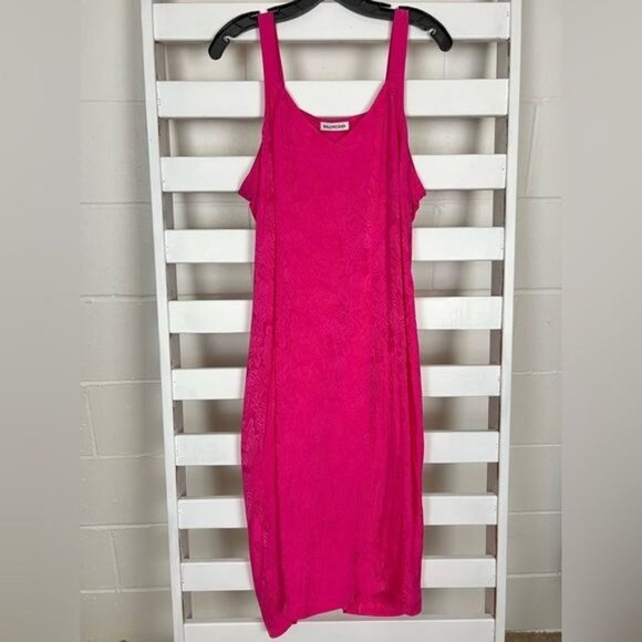 BALENCIAGA NEW Jacquard Pink Oversized Slip Dress Size 2 MSRP $1650 - Picture 11 of 13